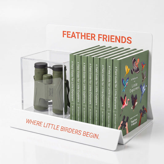 Feather Friends Table Top Display Field Guides + Binoculars Tester